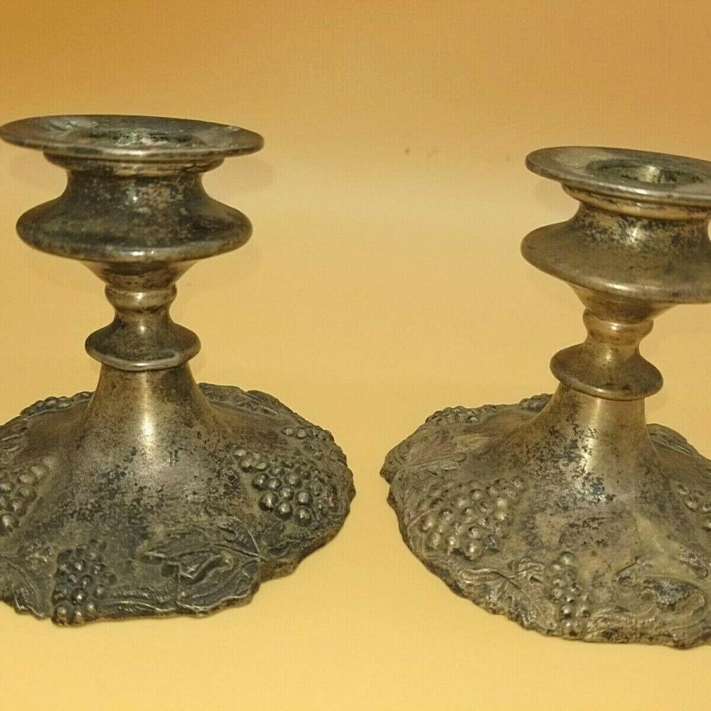 Antique Silverplate EP Lead Candle Holders